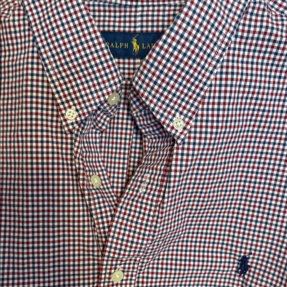 Ralph Lauren Blue Label Burgundy Checkered Shirt XL - Picture 7 of 7